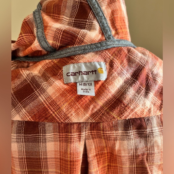 Carhartt Women’s Relaxed Fit Flannel Hooded Plaid shirt sz M (8-10) - Picture 8 of 10